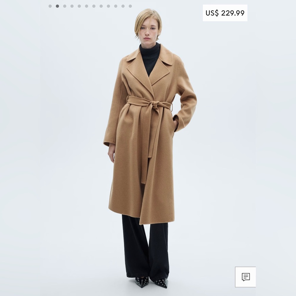 MANGO Classic Camel, Wool Belt Coat, Size Small 🧥 - Picture 3 of 13